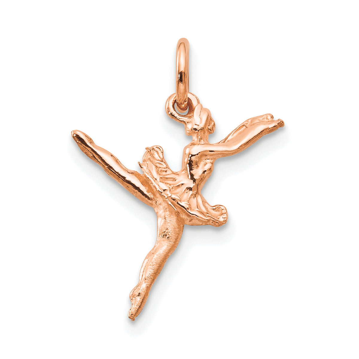 14K Rose Gold 3D Ballerina Charm Polished Elegant Pendant by Sophia Jewelers