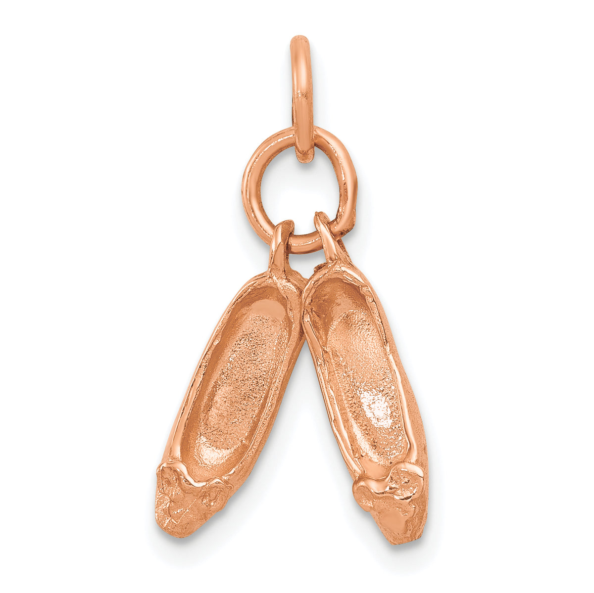 14K Rose Gold Ballet Slippers Charm with Polished Moveable Design