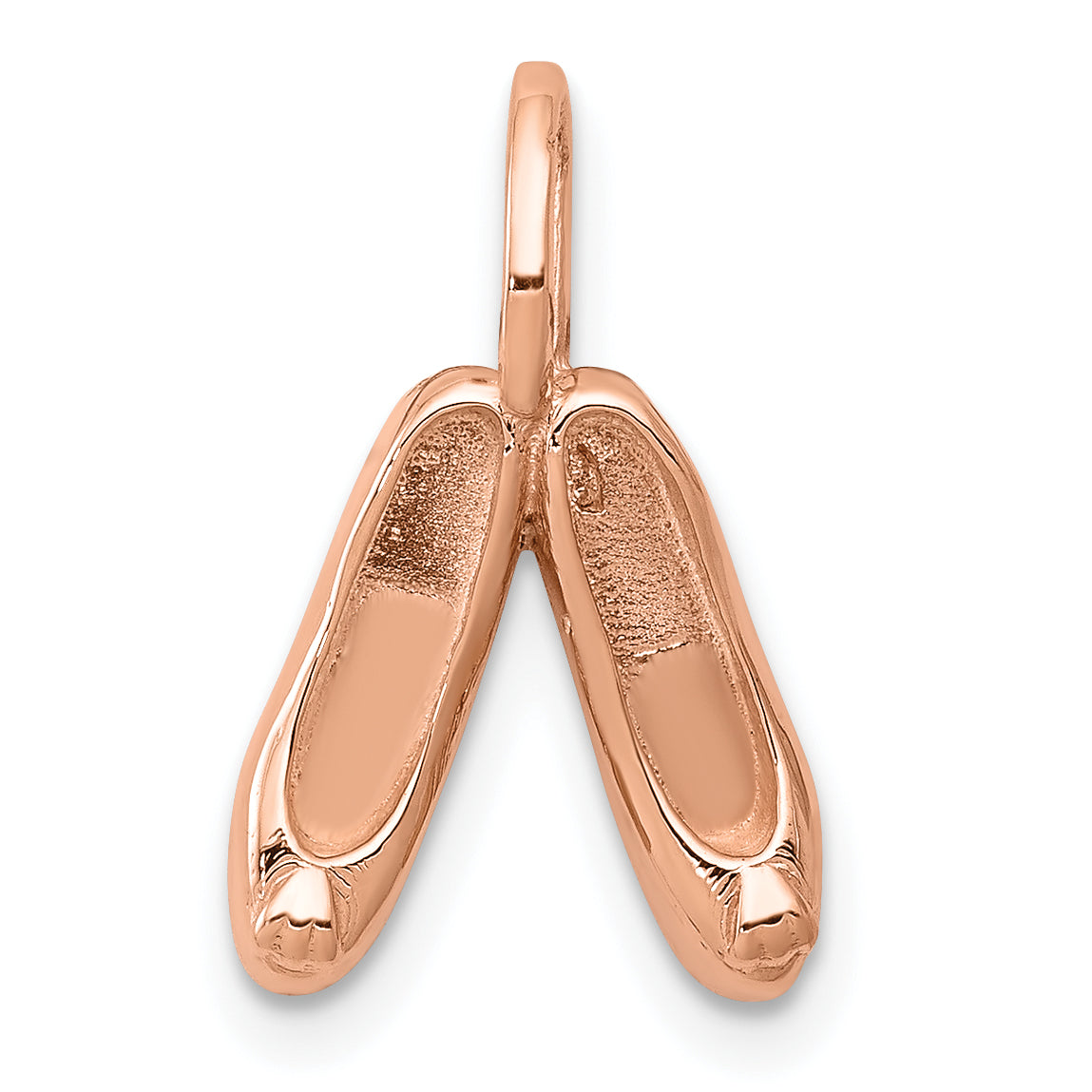 14K Rose Gold Polished 3D Ballet Slippers Charm Elegant & Refined Statement