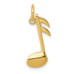 14K Gold Musical Note Charm with Polished Finish Elegant Design