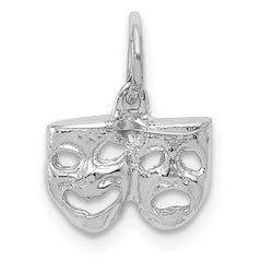 14K White Gold Comedy/Tragedy Charm with Rhodium Plating  Elegant & Distinct