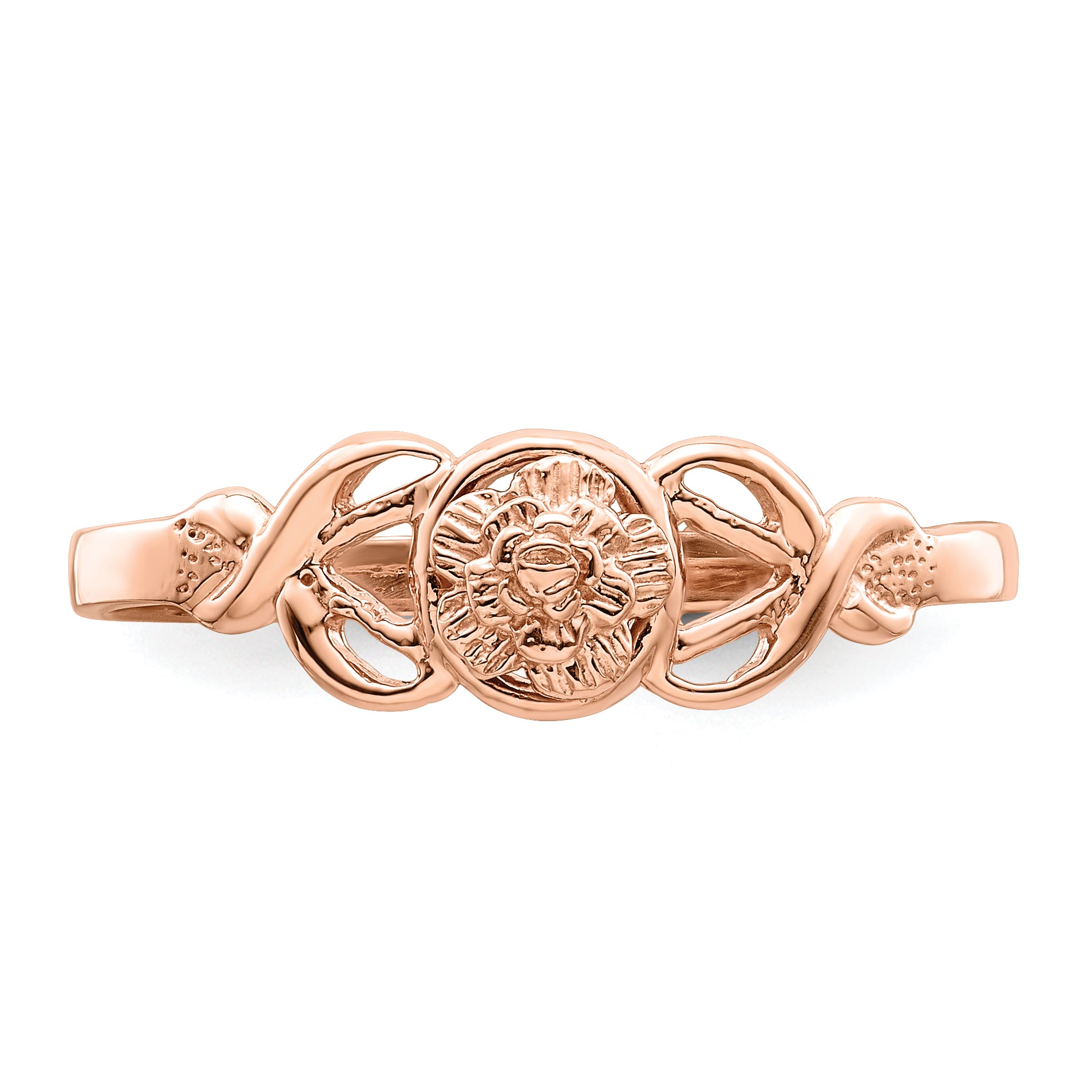 14k Rose Gold Polished Flower Ring