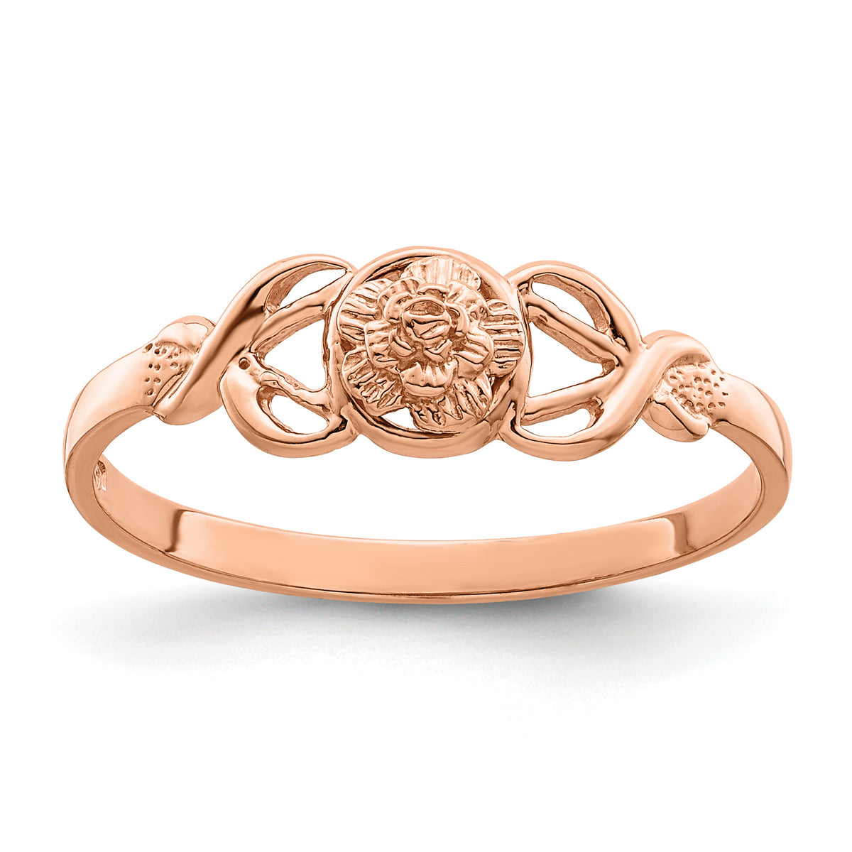 14k Rose Gold Polished Flower Ring