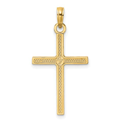 14k Beaded & Polished Fancy Cross Pendant