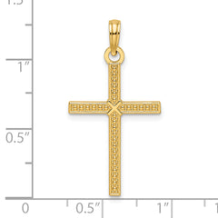 14k Beaded & Polished Fancy Cross Pendant