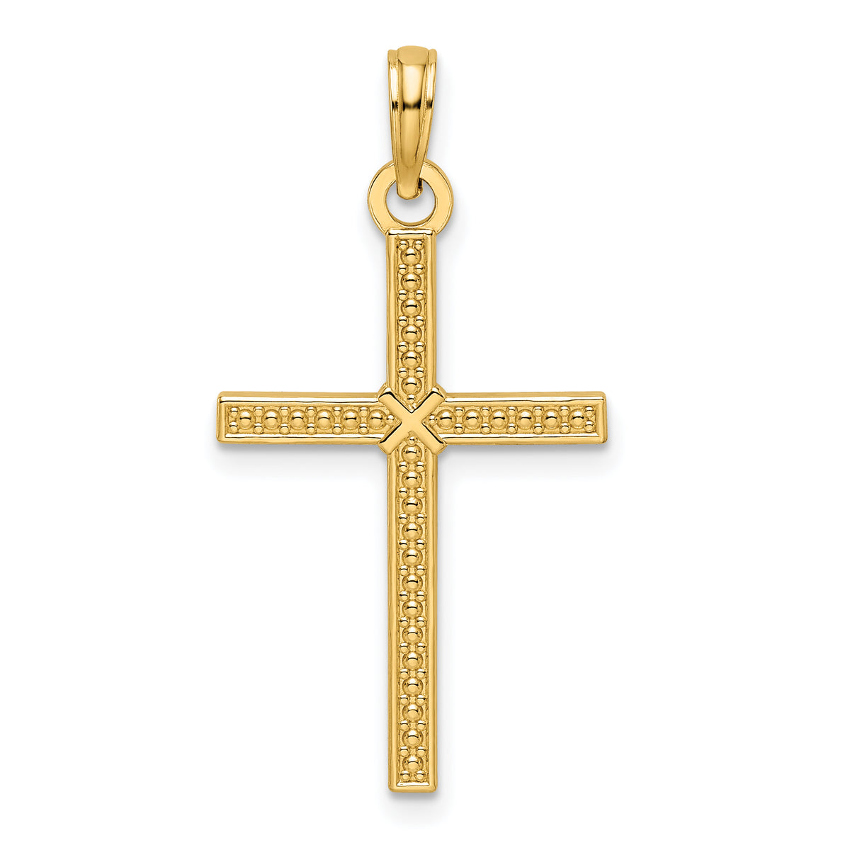 14k Beaded & Polished Fancy Cross Pendant