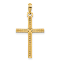 14k Beaded & Polished Fancy Cross Pendant