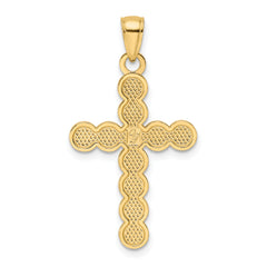 14K Polished & Beaded Circles Cross Pendant