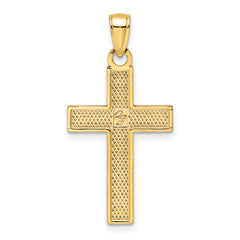 14K Polished & Textured Cross Pendant