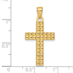 14K Polished & Textured Cross Pendant