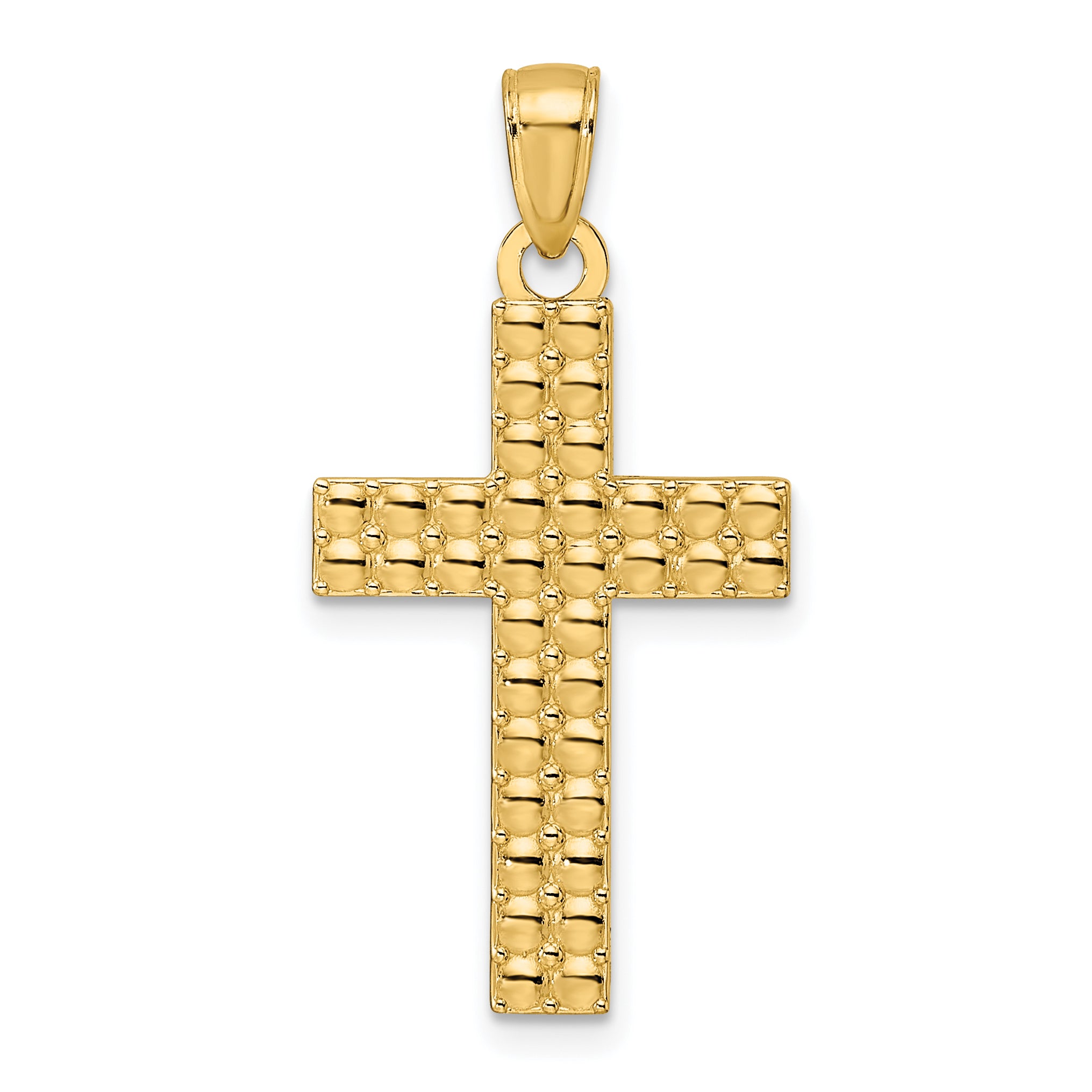 14K Polished & Textured Cross Pendant