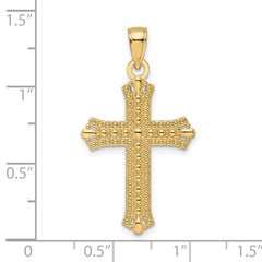 14K Polished & Textured Pointed Ends Fancy Cross Pendant