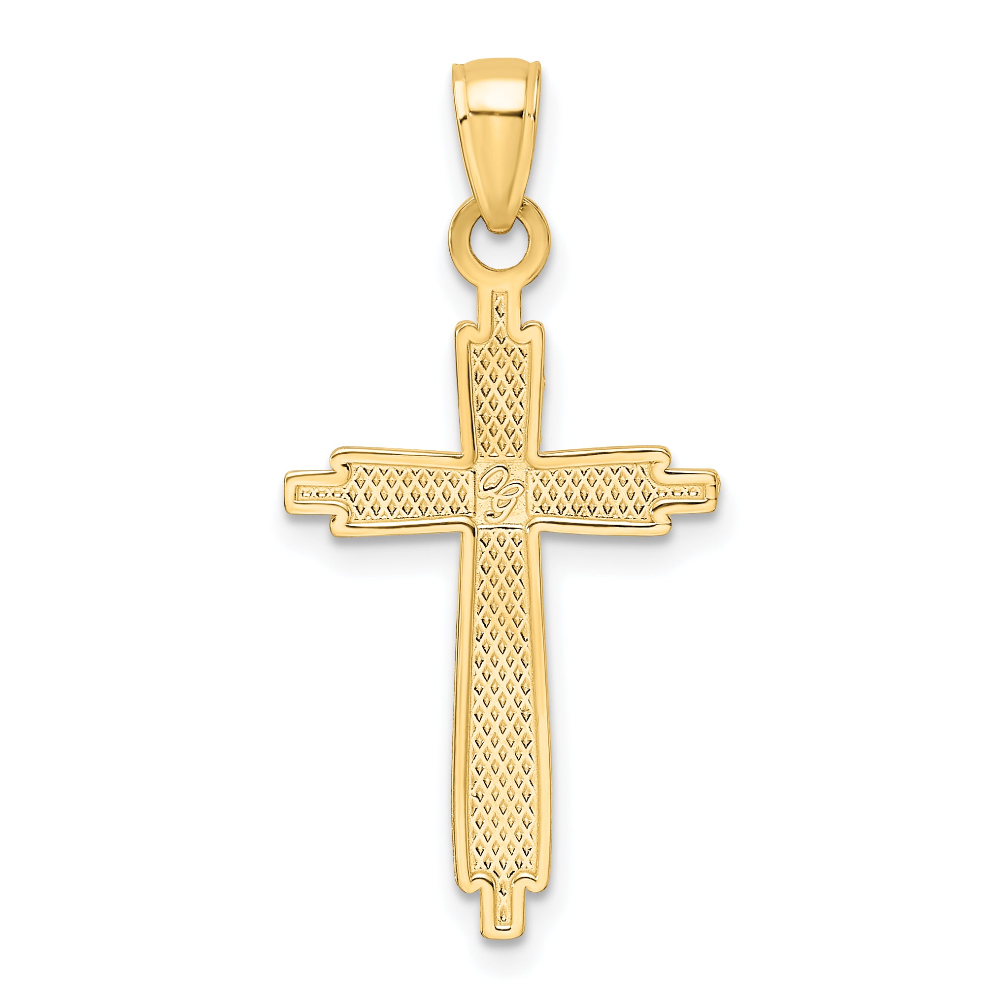 14K Polished & Textured Fancy Cross Pendant