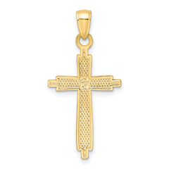 14K Polished & Textured Fancy Cross Pendant