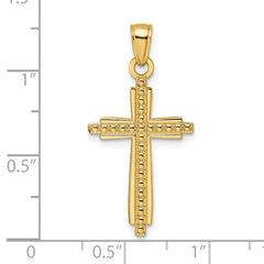 14K Polished & Textured Fancy Cross Pendant