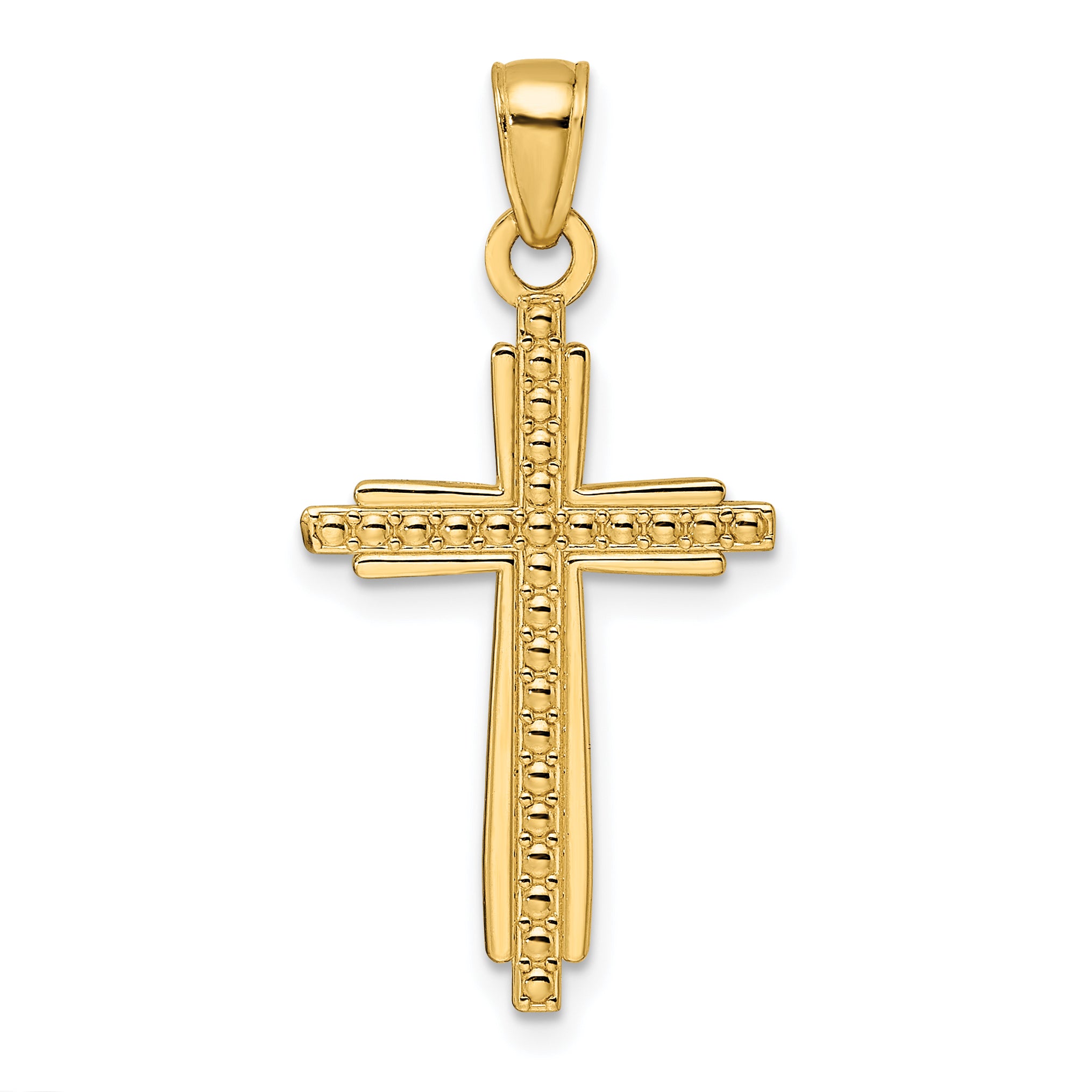 14K Polished & Textured Fancy Cross Pendant