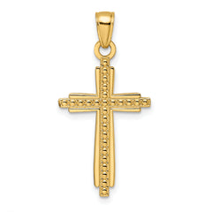 14K Polished & Textured Fancy Cross Pendant