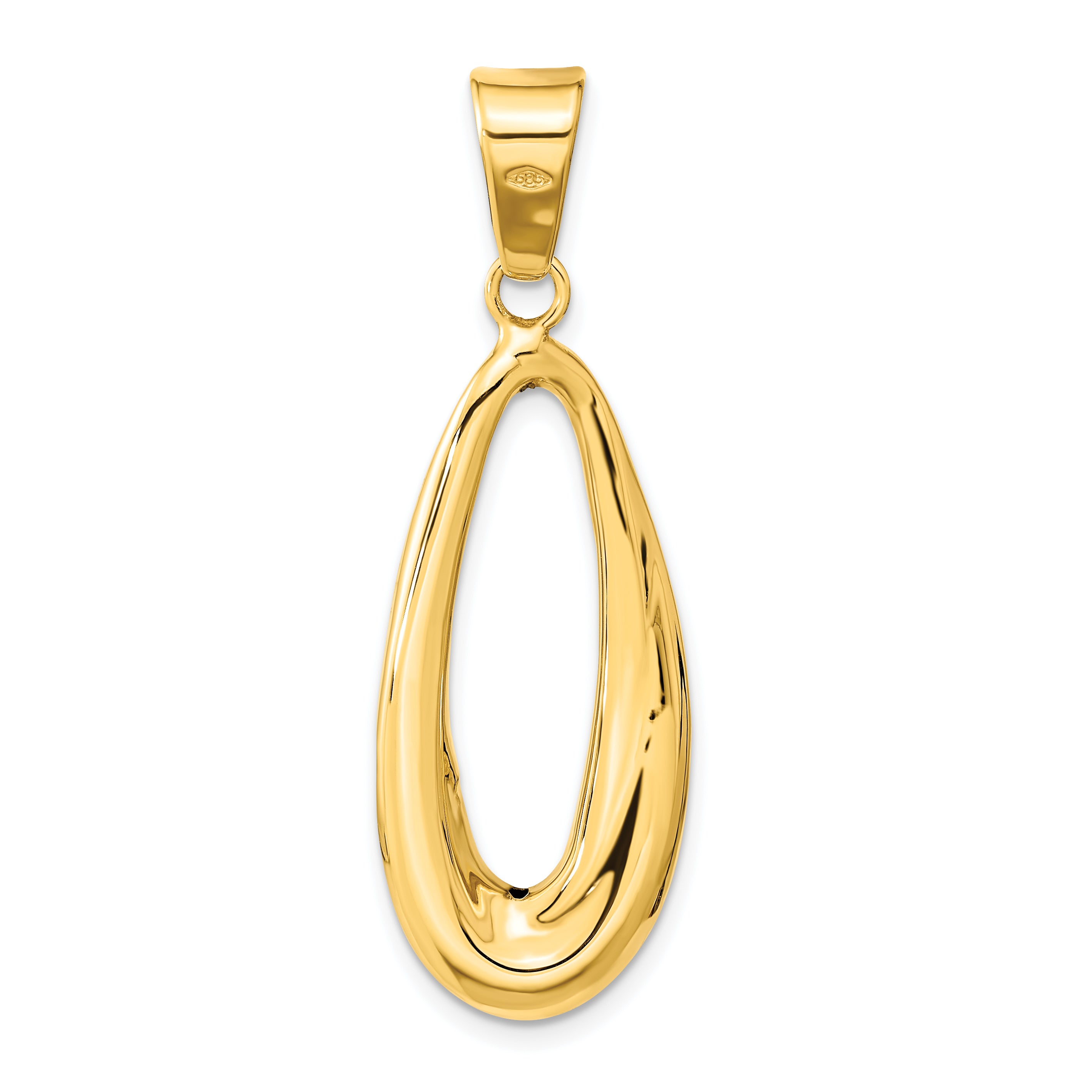 14k Polished Hollow Oval Pendant