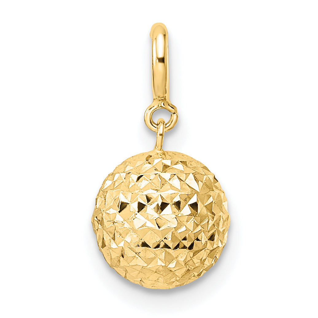 14K Diamond-cut Ball w/ Spring Ring Clasp Charm