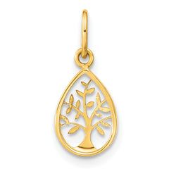 14K Polished Teardrop Tree Of Life Pendant