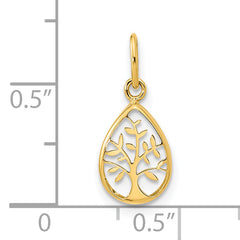 14K Polished Teardrop Tree Of Life Pendant