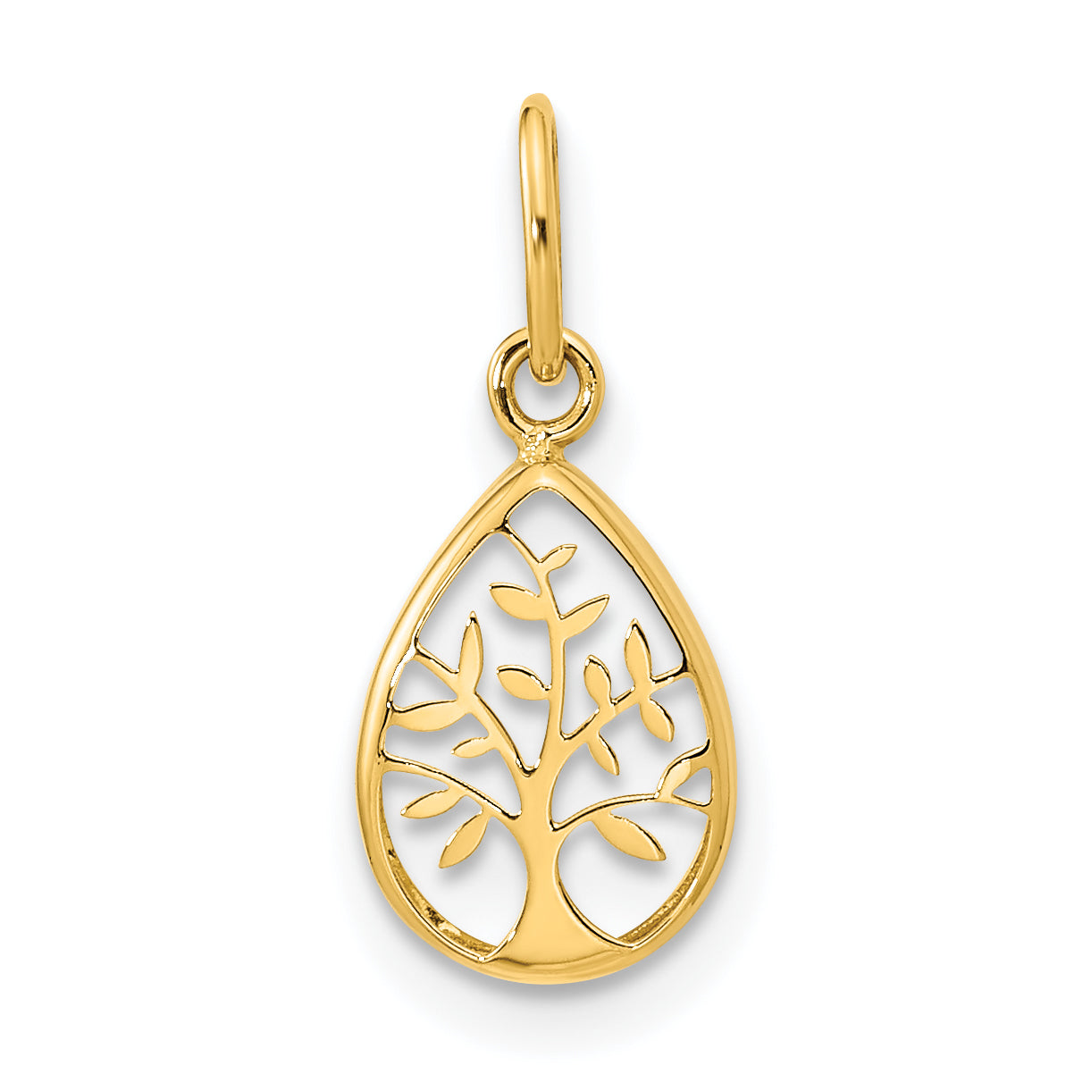 14K Polished Teardrop Tree Of Life Pendant