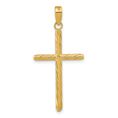 14K Polished & Textured Fancy Cross Pendant