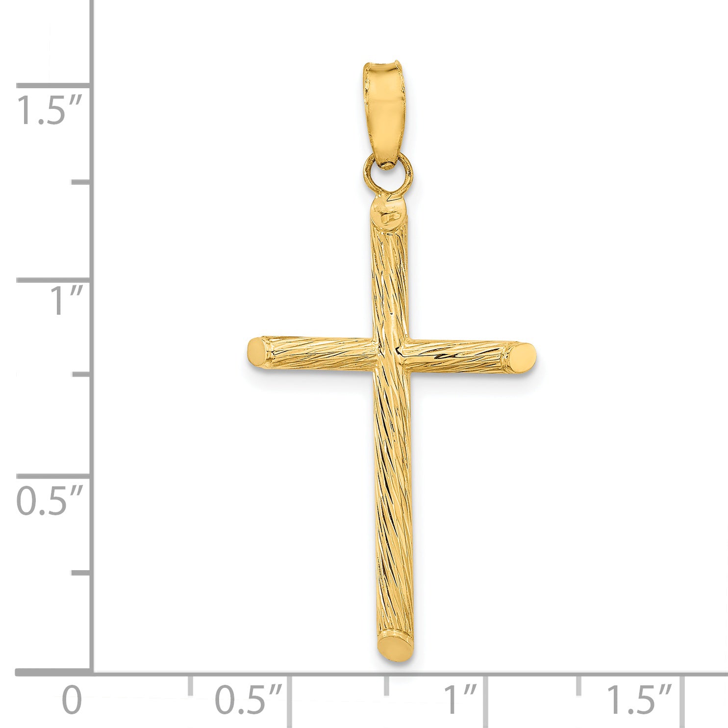 14K Polished & Textured Fancy Cross Pendant