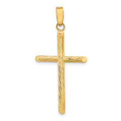 14K Polished & Textured Fancy Cross Pendant