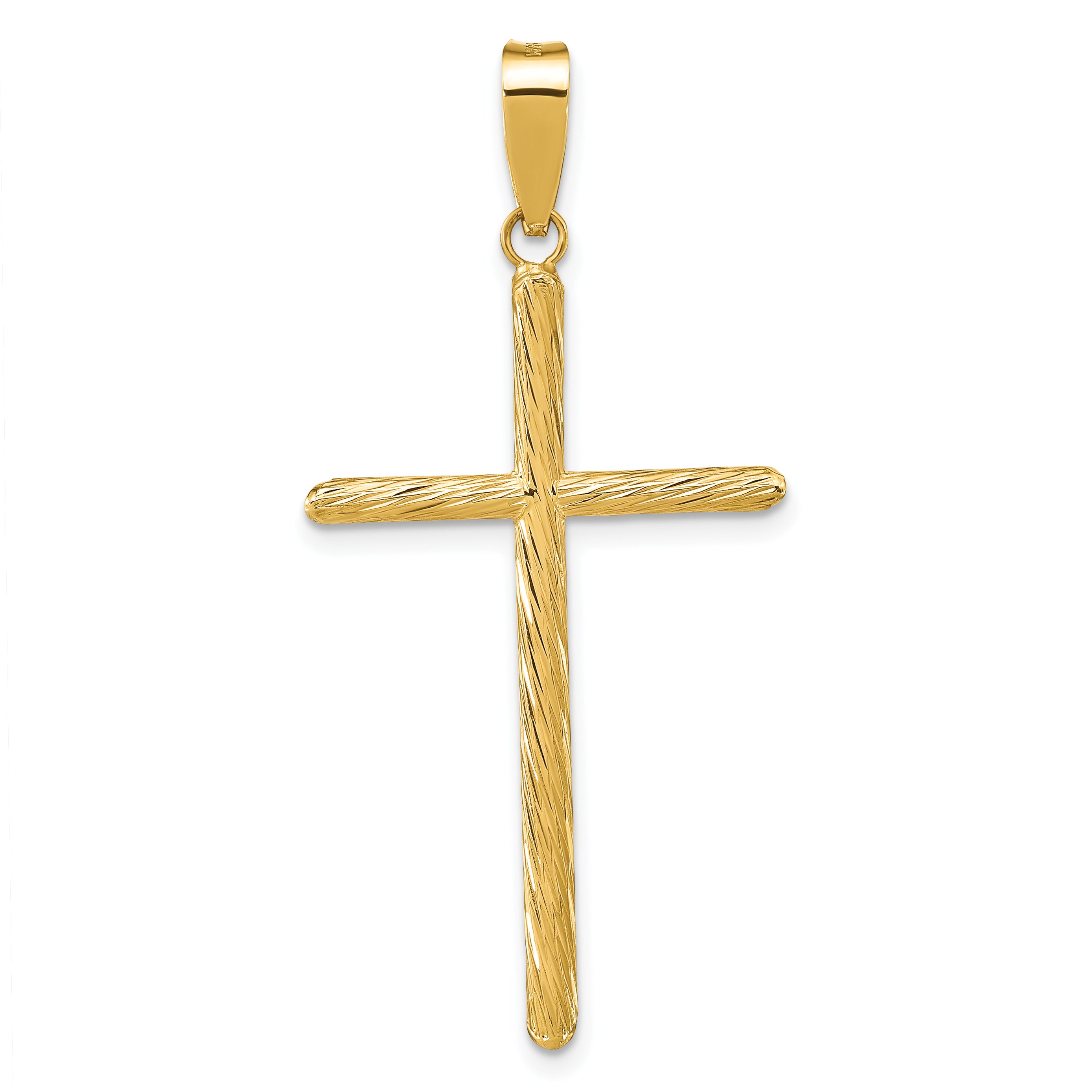 14K Polished & Textured Fancy Cross Pendant