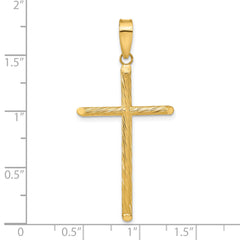 14K Polished & Textured Fancy Cross Pendant