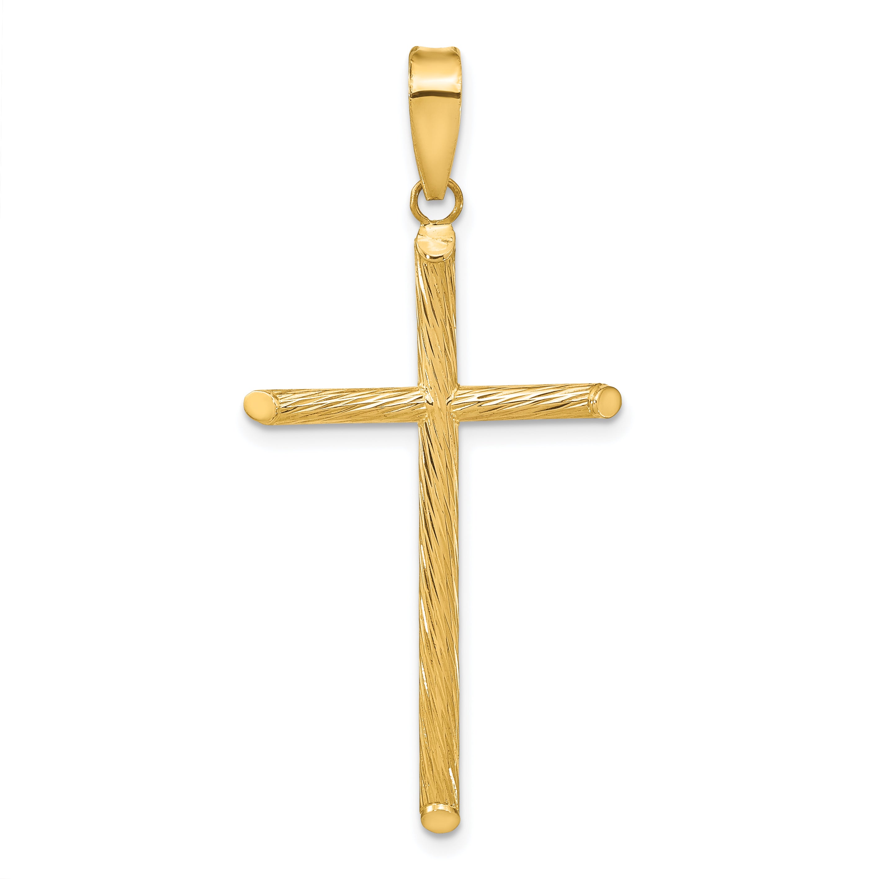 14K Polished & Textured Fancy Cross Pendant