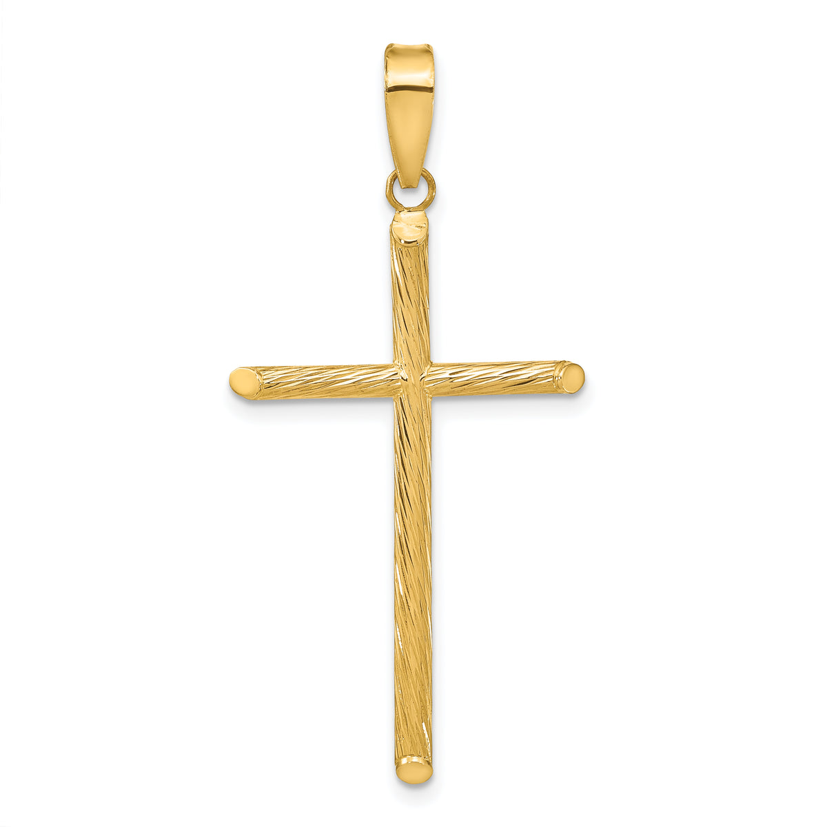 14K Polished & Textured Fancy Cross Pendant