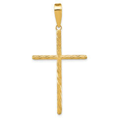 14K Polished & Textured Fancy Cross Pendant