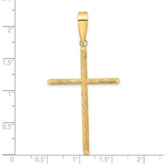 14K Polished & Textured Fancy Cross Pendant