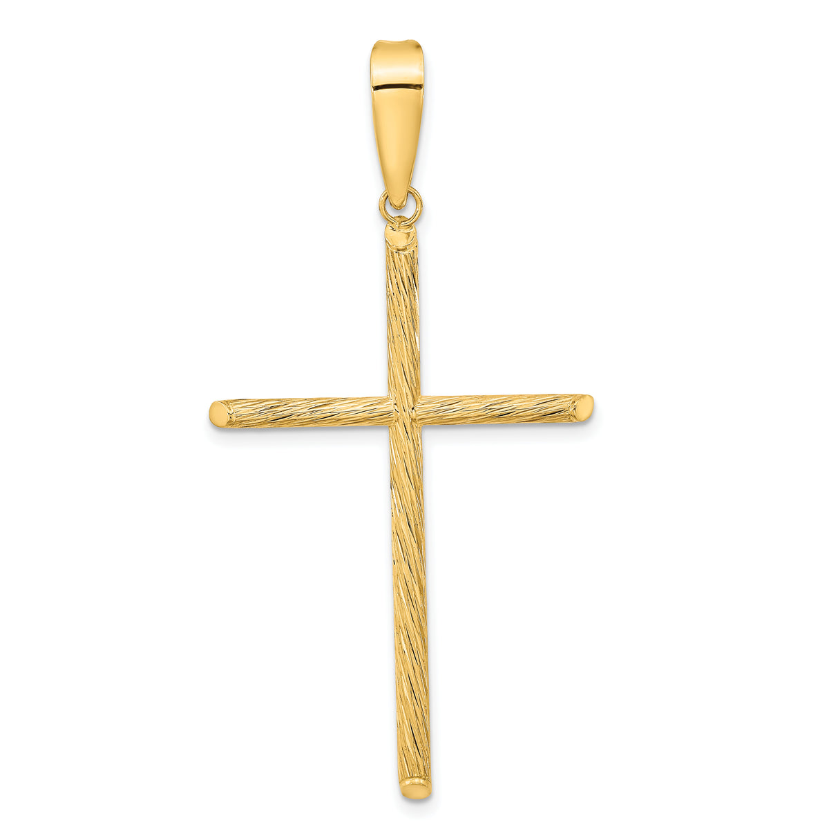 14K Polished & Textured Fancy Cross Pendant