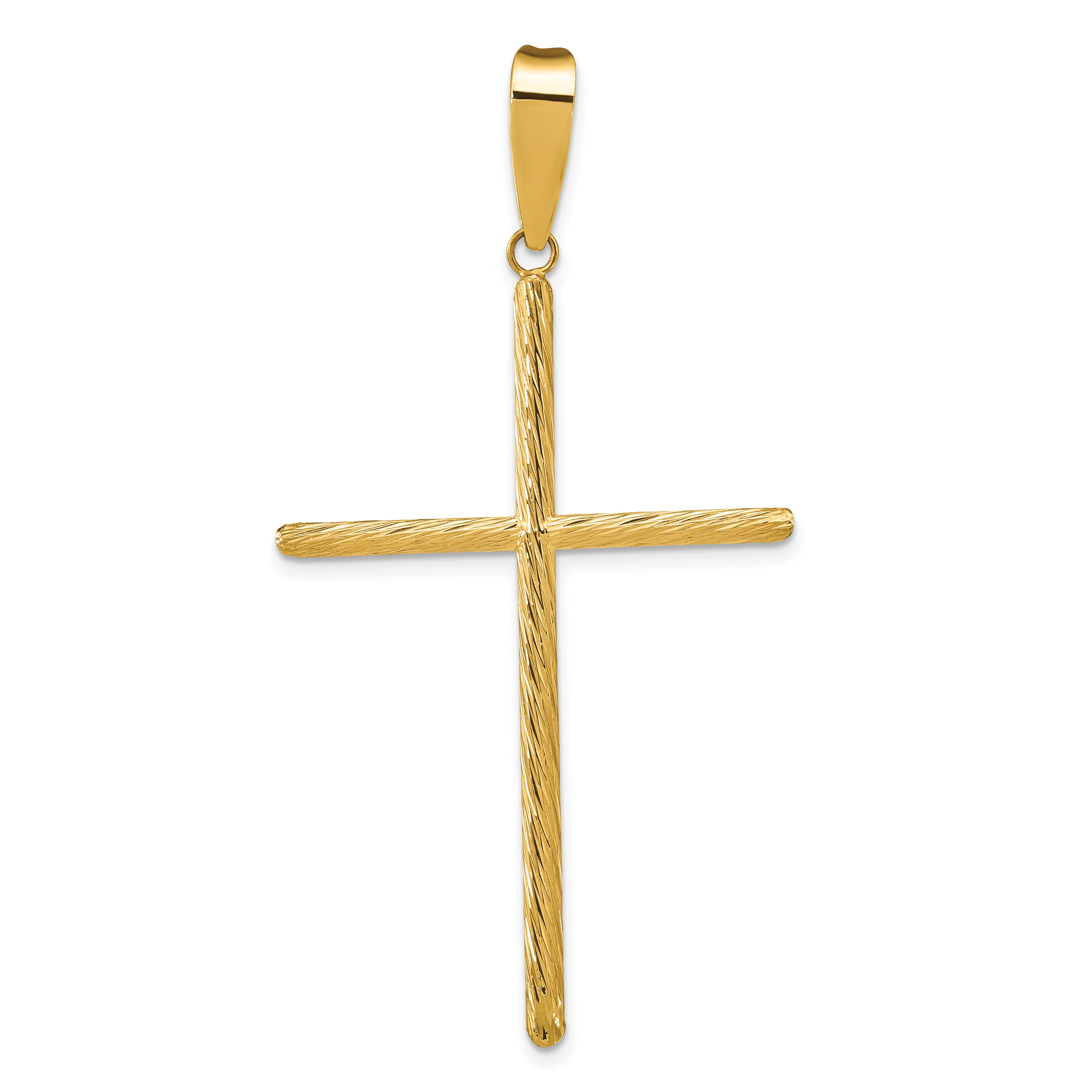 14K Polished & Textured Fancy Cross Pendant