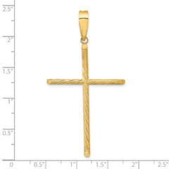 14K Polished & Textured Fancy Cross Pendant