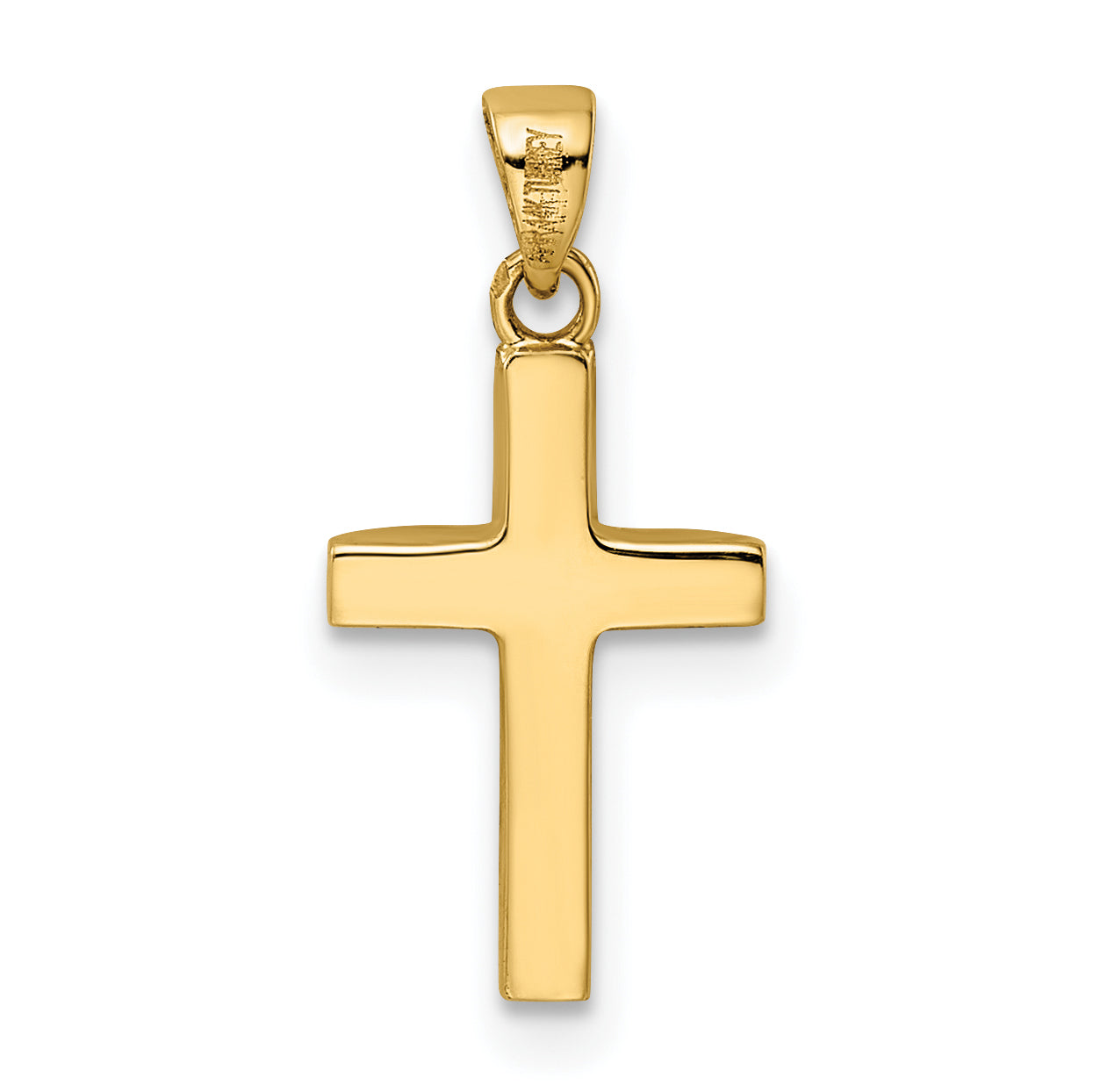 14K Polished Tapered Ends Hollow Cross Pendant