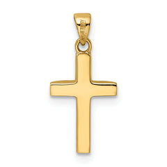 14K Polished Tapered Ends Hollow Cross Pendant