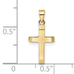 14K Polished Tapered Ends Hollow Cross Pendant