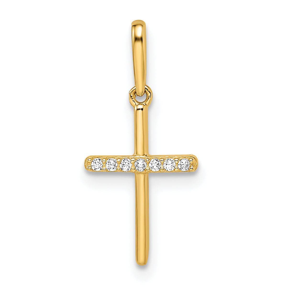 14k CZ Cross Pendant