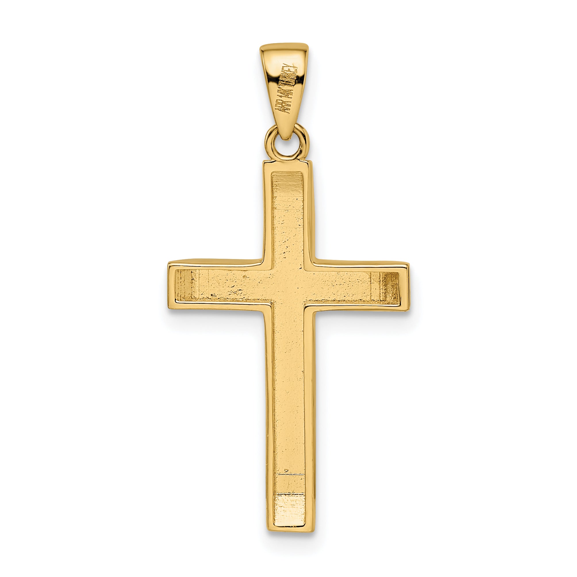 14k Yellow and Rose Gold with White Rhodium Beveled Large Crucifix Pendant