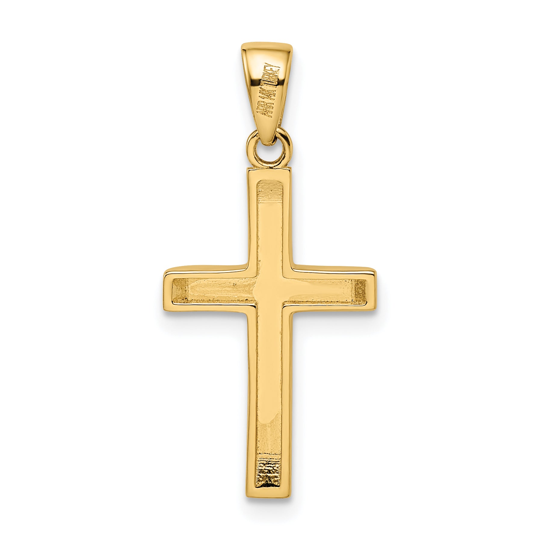 14k Yellow and Rose Gold with White Rhodium Beveled Medium Crucifix Pendant