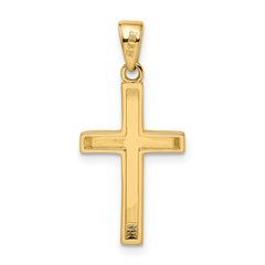 14k Yellow and Rose Gold with White Rhodium Beveled Medium Crucifix Pendant