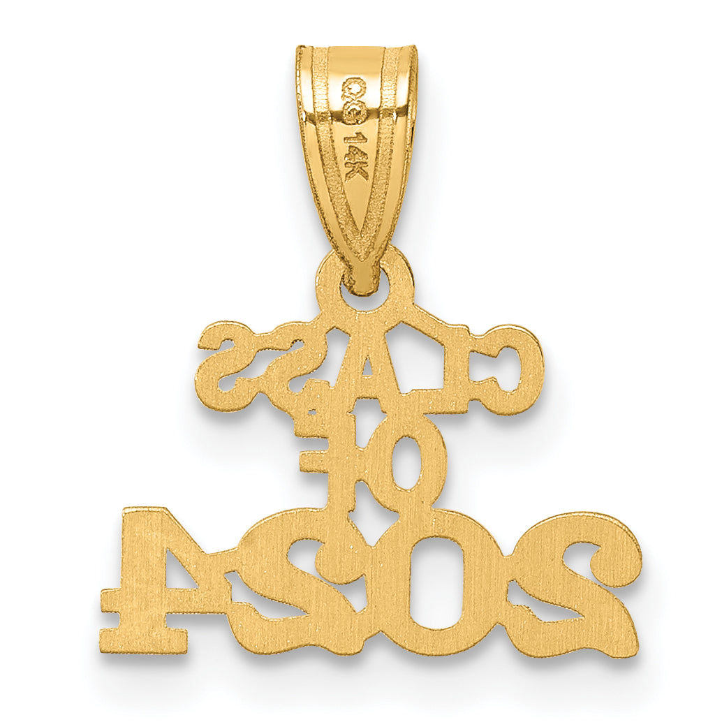 14k Polished Block CLASS OF 2024 Charm