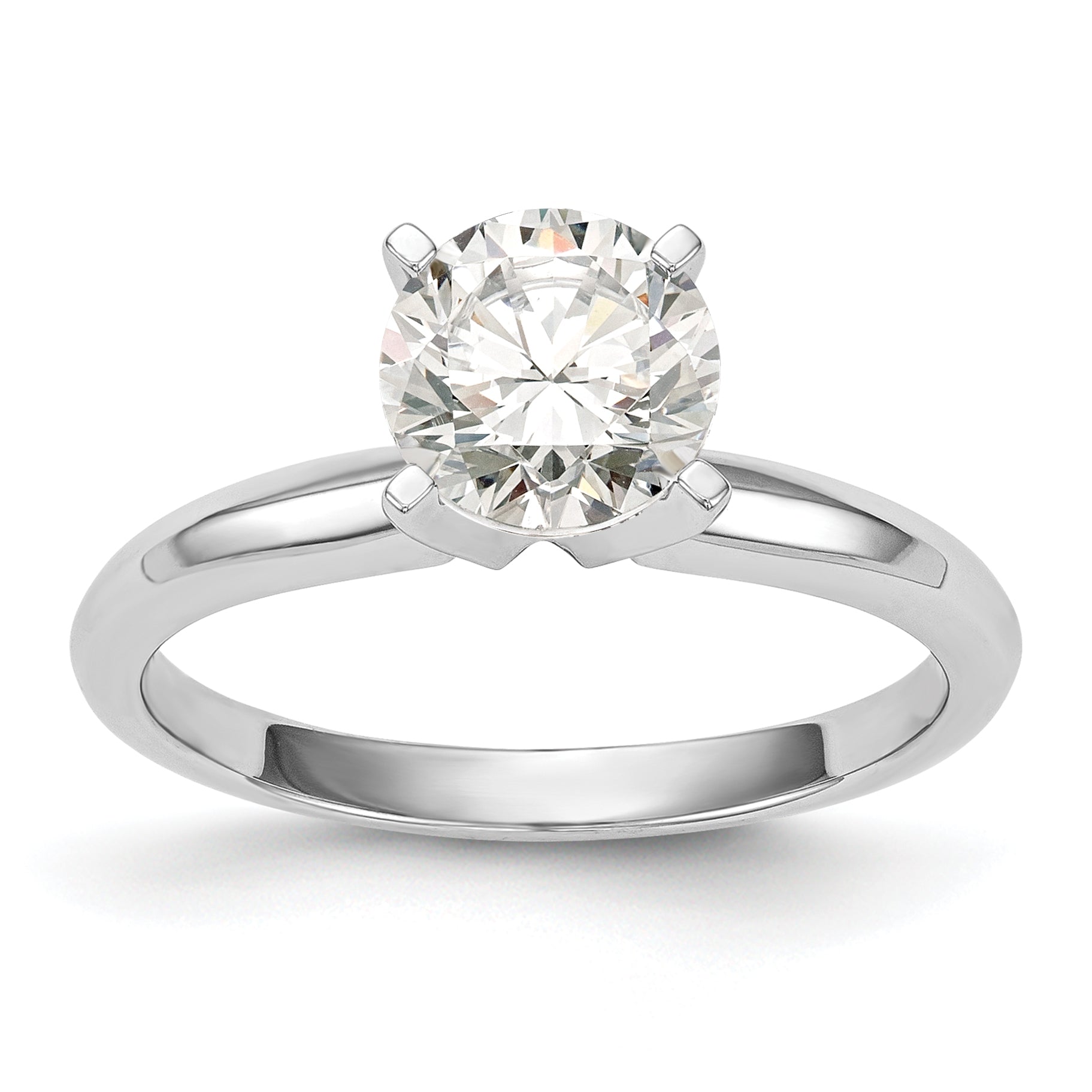 14k White Gold 1/2 carat Round VS/SI GH Lab Grown Diamond Solitaire Lightweight Knife Edge/Half-Round 4 Prong Ring