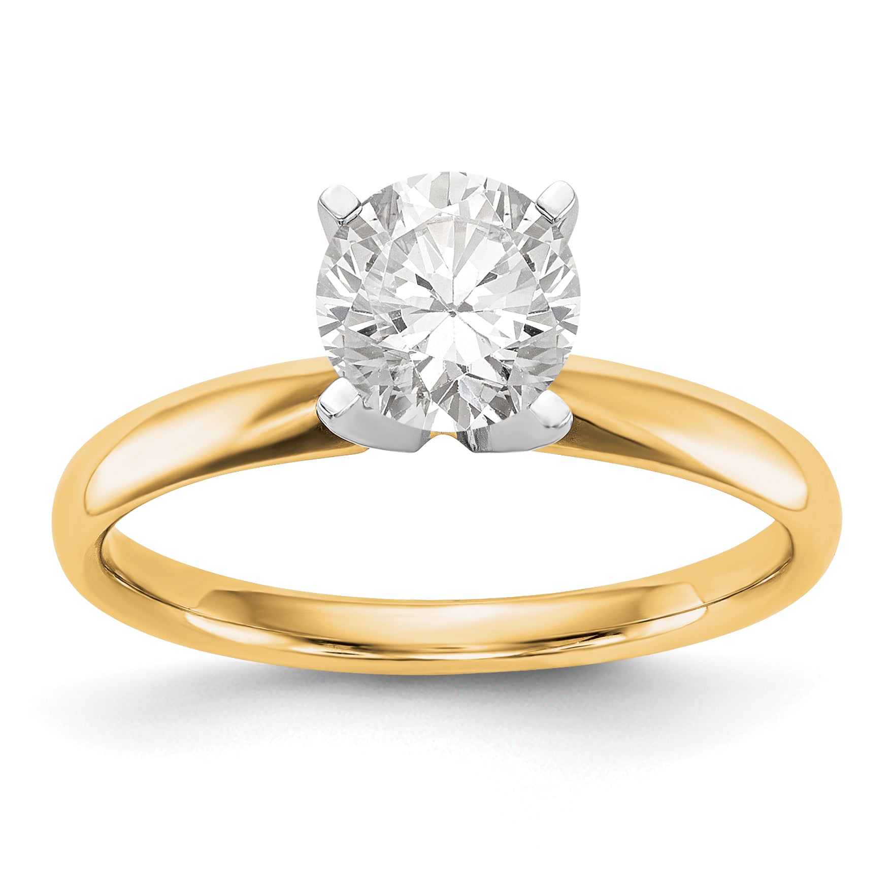 14k Two-tone 1/2 carat Round VS/SI GH Lab Grown Diamond Solitaire Lightweight Comfort Fit 4 Prong Ring