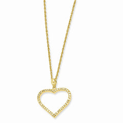 18in Gold-Plated CZ Heart Pendant Necklace by Sophia Jewelers