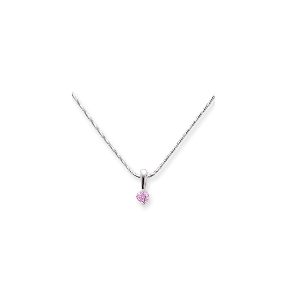 18in Rhodium-plated Kelly Waters Pink CZ Drop Necklace